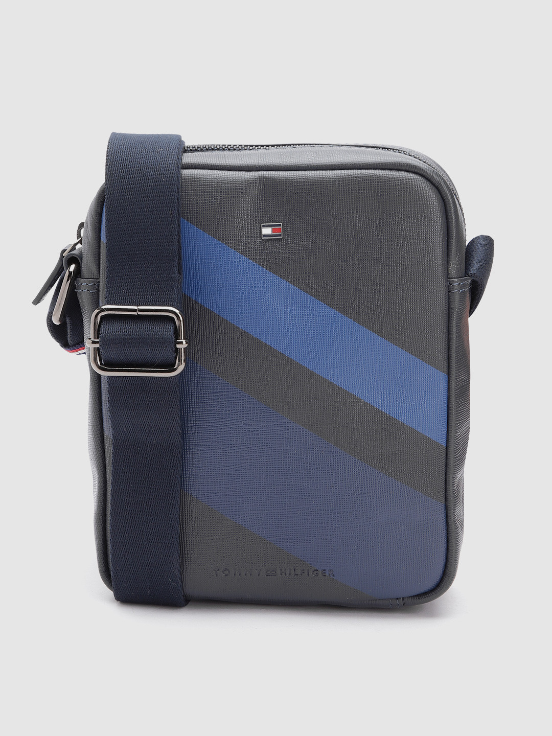 

Tommy Hilfiger Men Striped Messenger Leather Bag, Blue