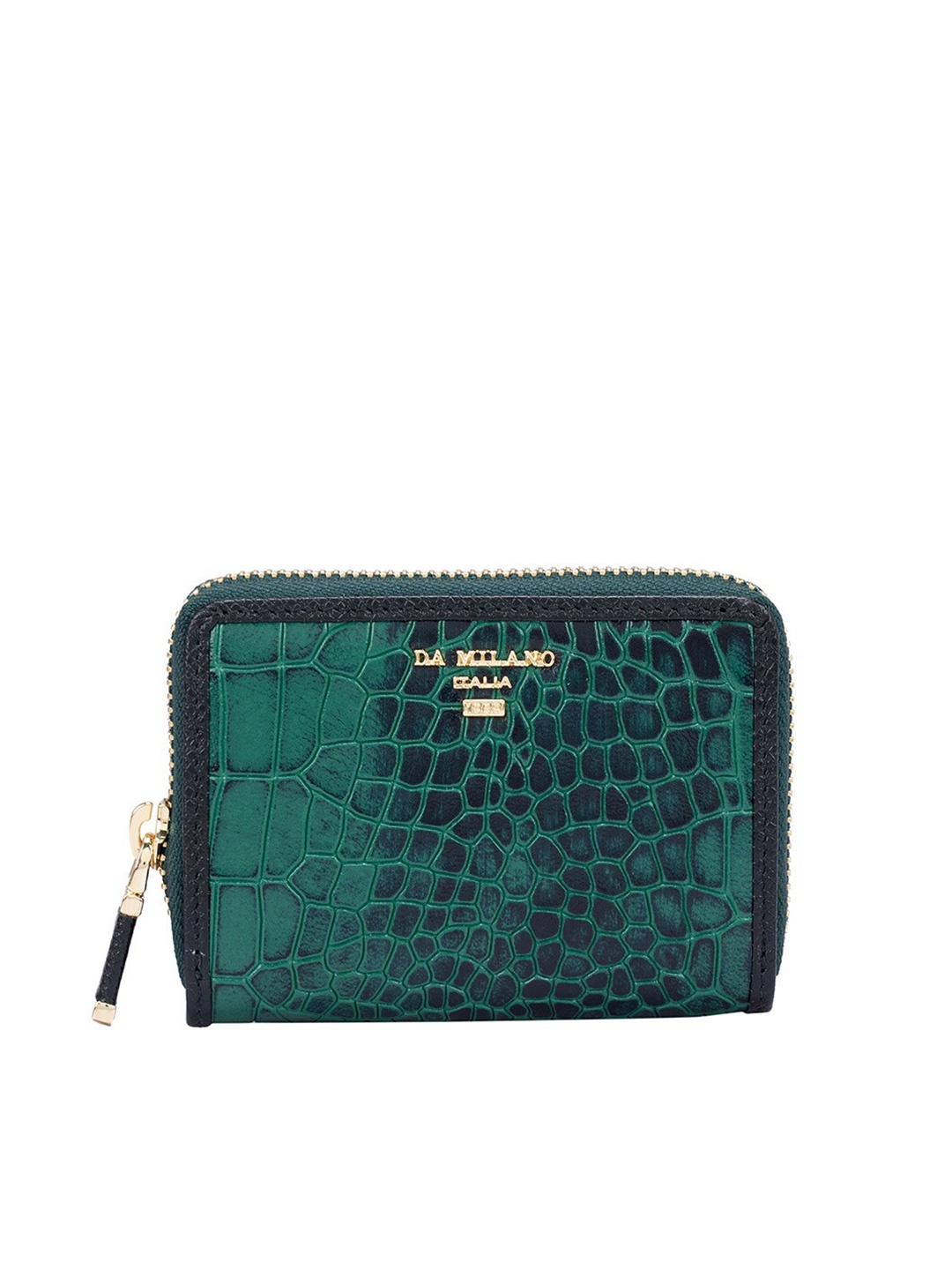 

Da Milano Textured Leather Zip Around Wallet, Green