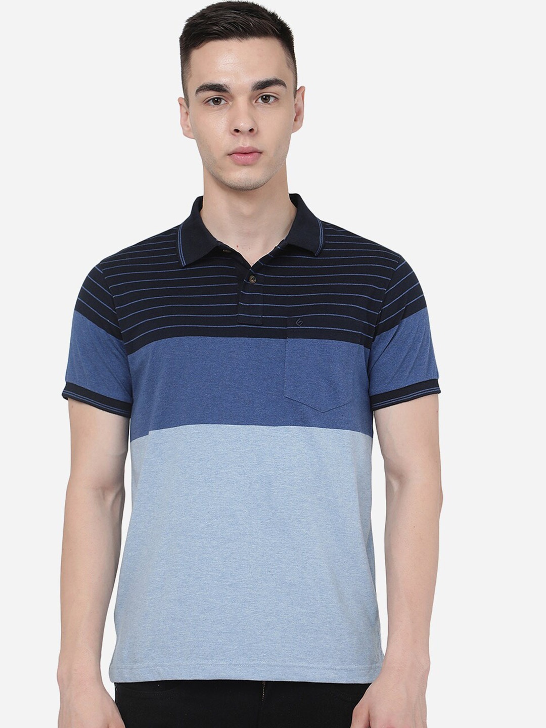 

Greenfibre Striped Polo Collar Slim Fit T-shirt, Blue
