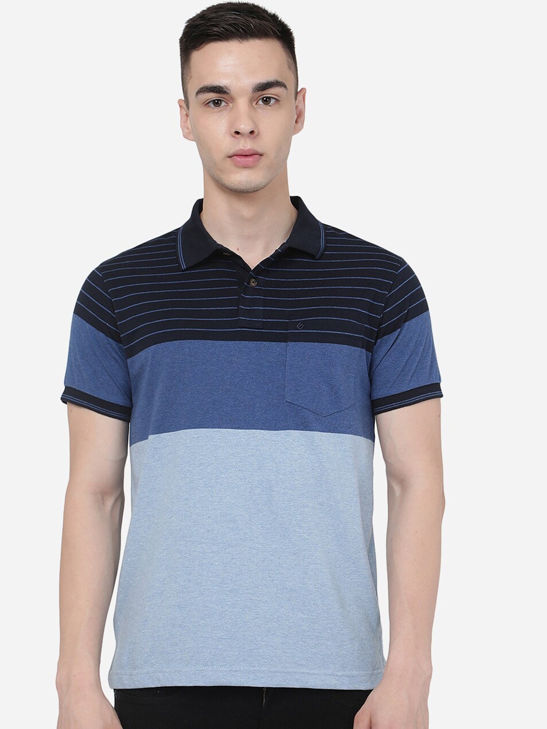 

Greenfibre Striped Polo Collar Slim Fit T-shirt, Navy blue
