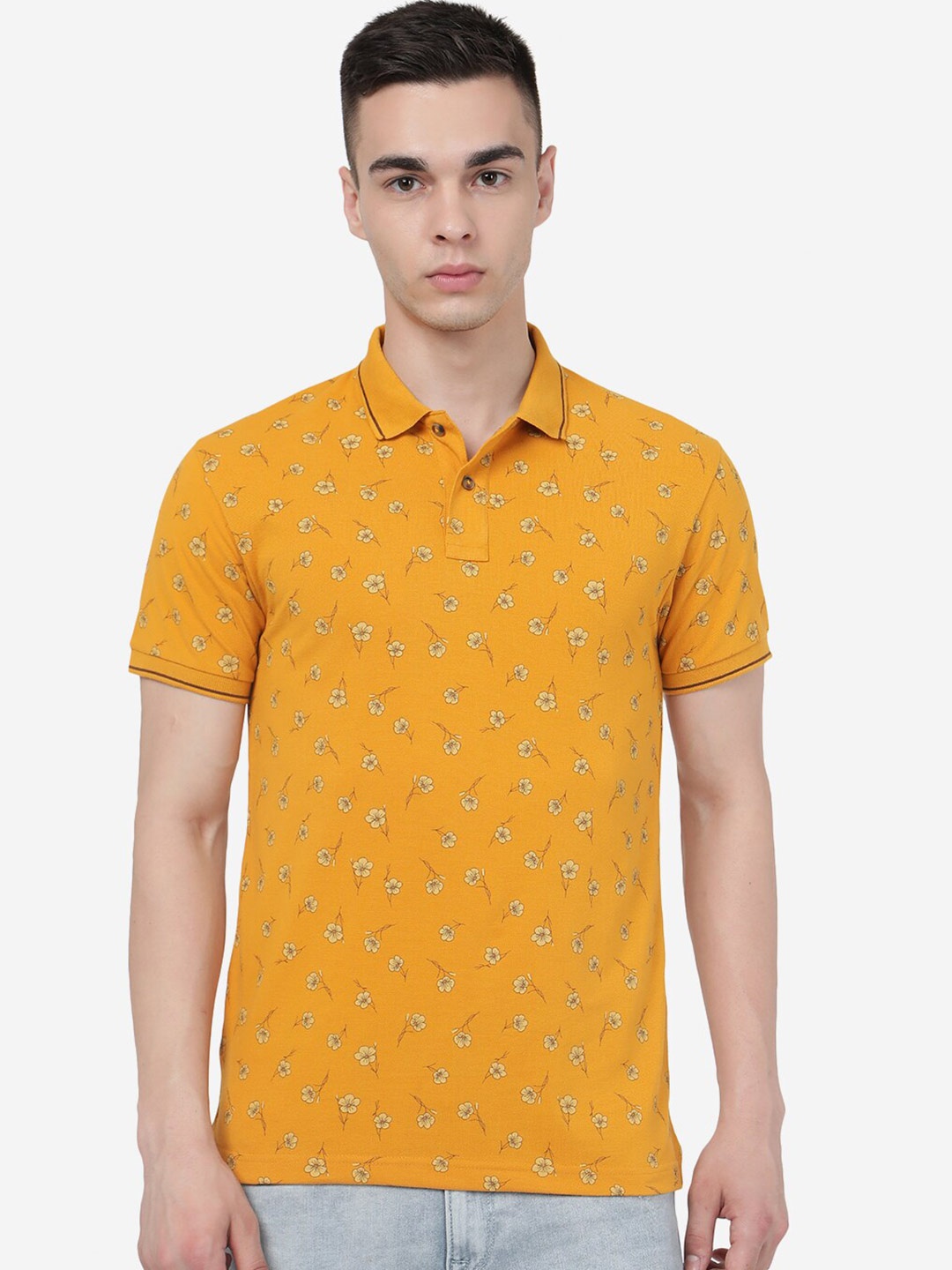 

Greenfibre Conversational Printed Polo Collar Slim Fit T-shirt, Yellow