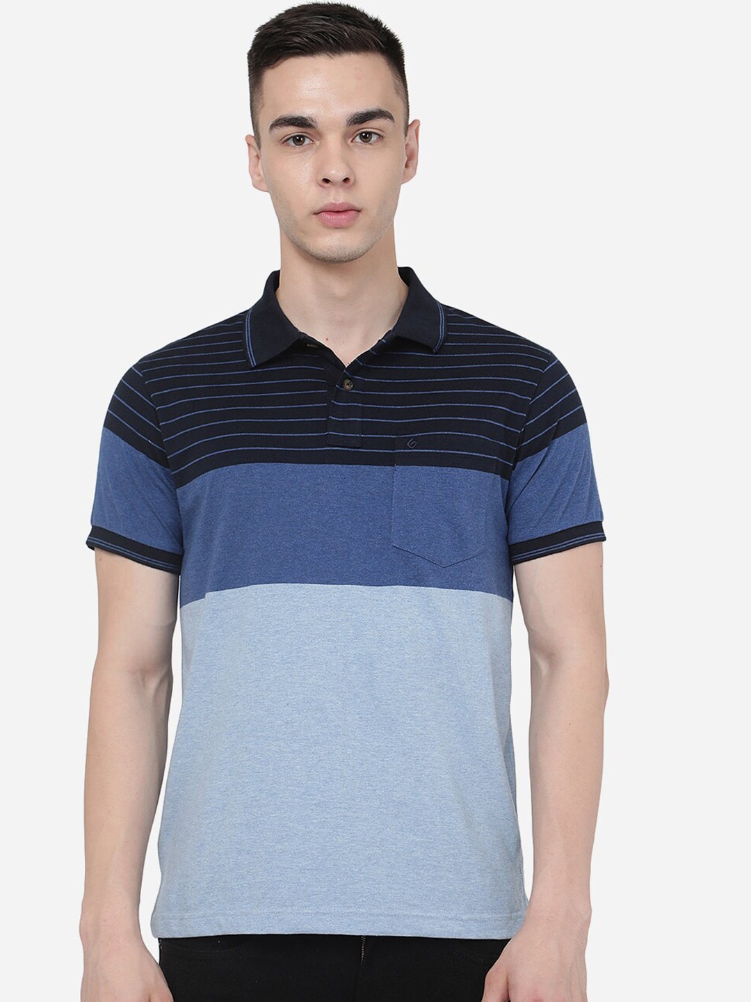 

Greenfibre Striped Polo Collar Slim Fit T-shirt, Blue
