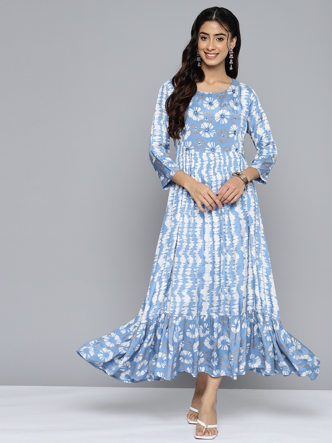 

HERE&NOW Floral Print A-Line Maxi Dress, Blue