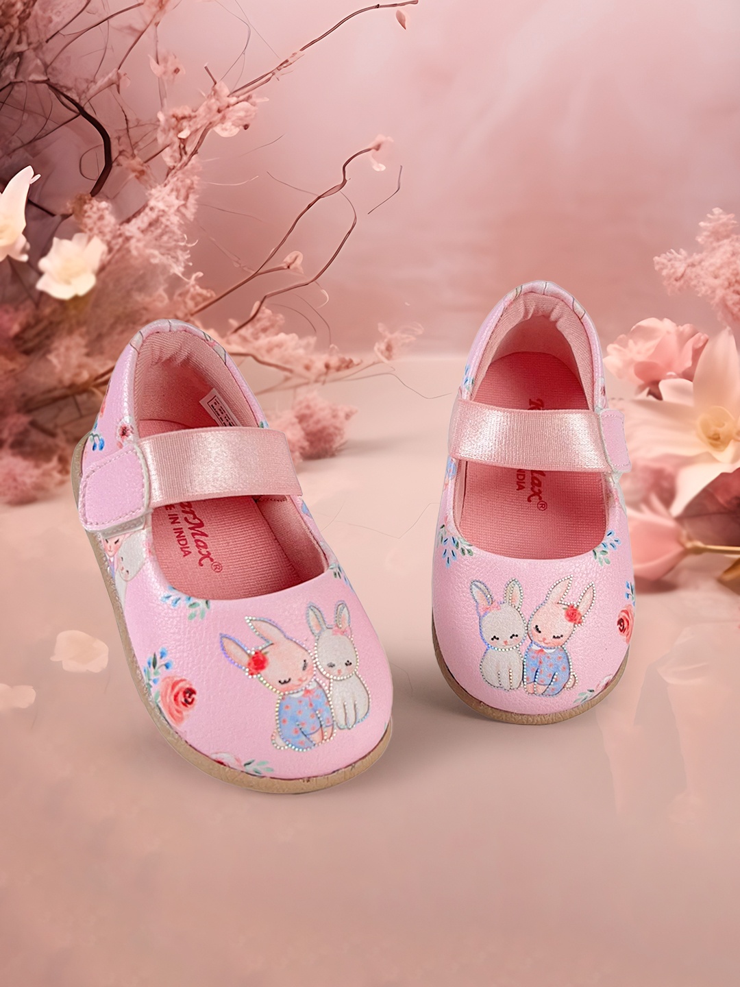 

KazarMax Girls Shimmer Rabbits Printed Ballerinas, Pink