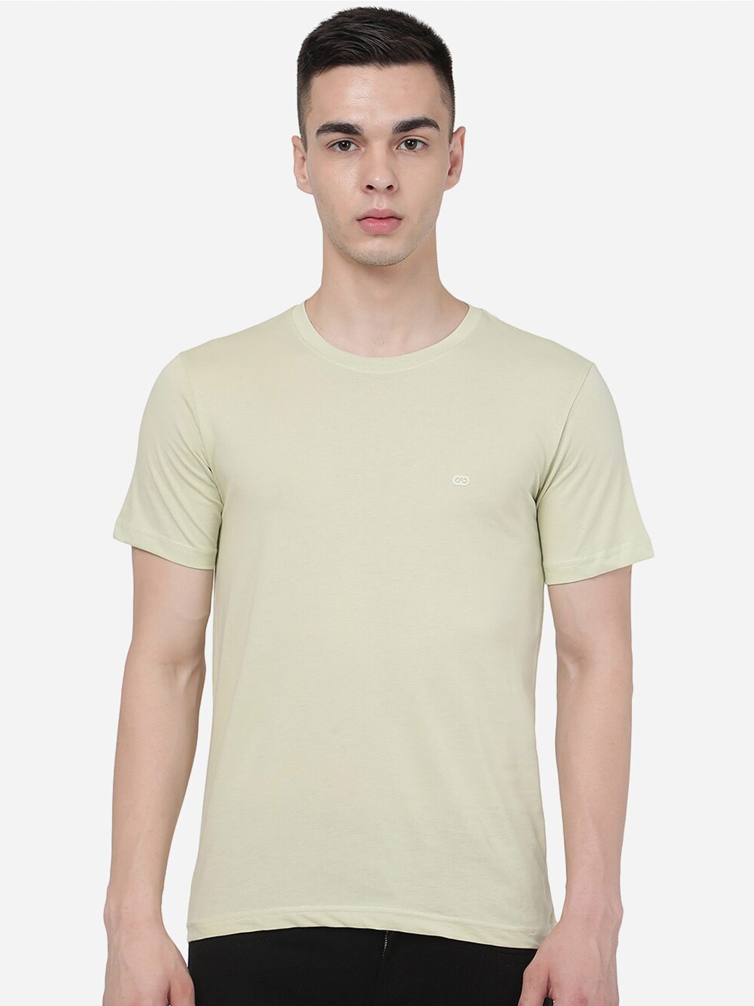 

JADE BLUE Round Neck Pure Cotton Slim Fit T-shirt, Green