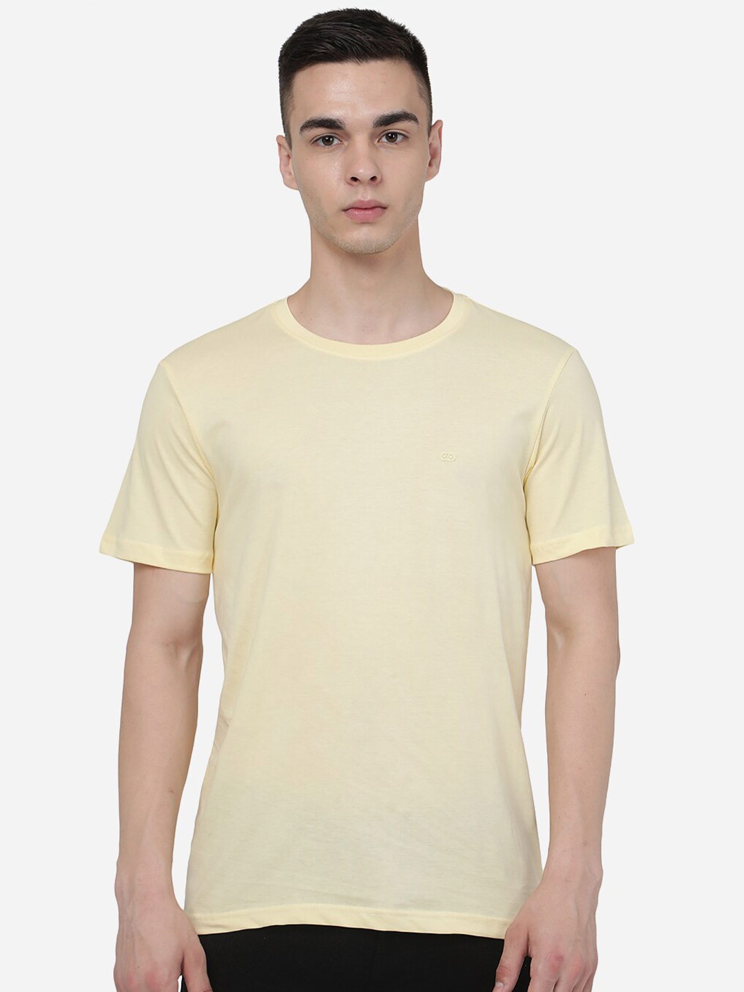 

JADE BLUE Pure Cotton Slim Fit T-shirt, Yellow