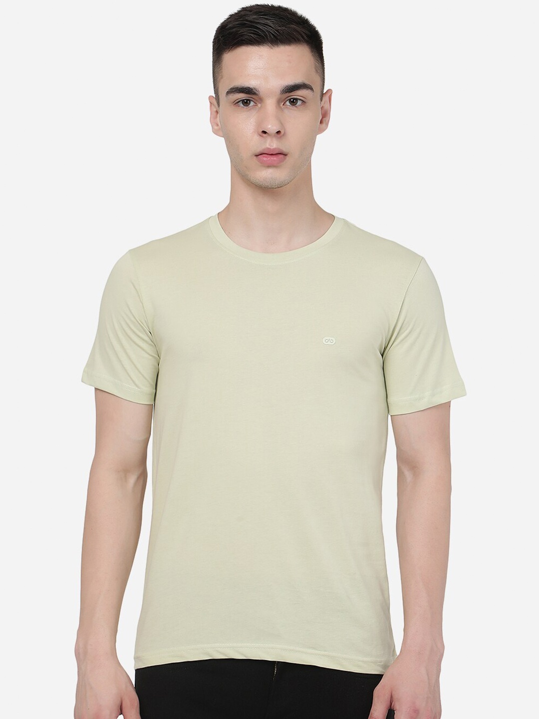 

JADE BLUE Round Neck Pure Cotton Slim Fit T-shirt, Green