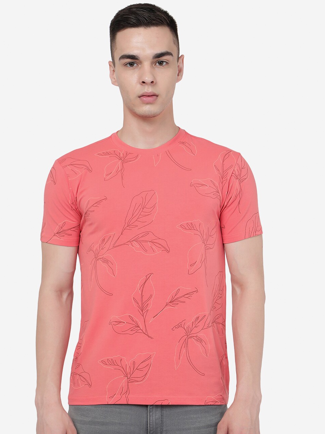 

JADE BLUE Conversational Printed Pure Cotton Slim Fit T-shirt, Pink