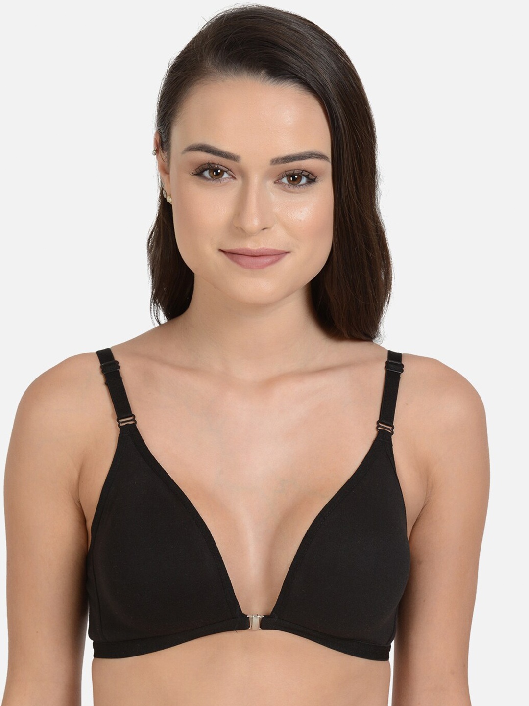 

mod & shy Medium Coverage All Day Comfort Seamless Cotton Plunge Bra, Black