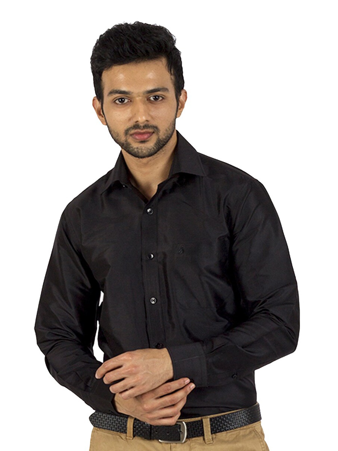 

Khoday Williams Classic Formal Silk Shirt, Black