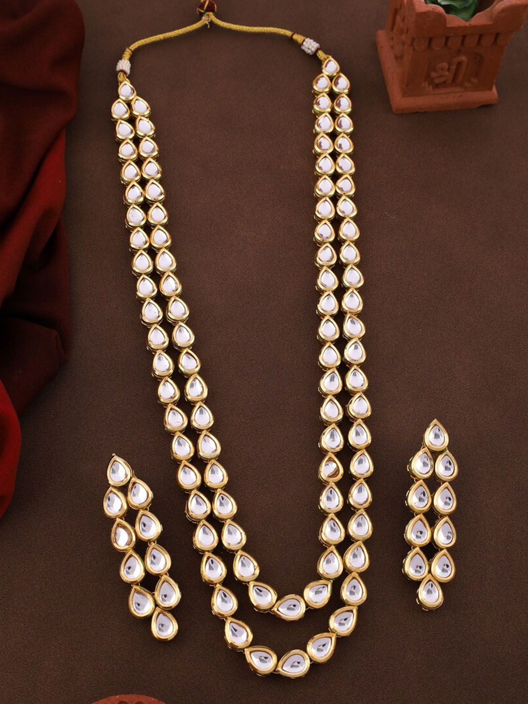 

ROFARWORD Gold-Plated Stone-Studded Jewellery Set
