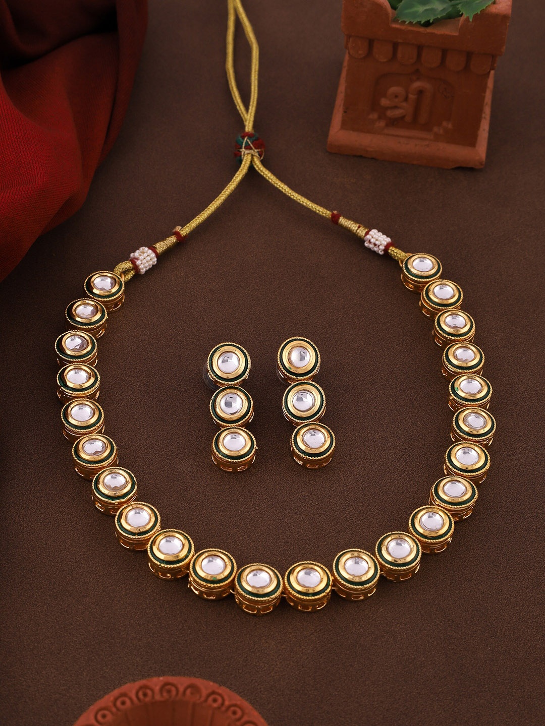 

ROFARWORD Gold-Plated Stone-Studded Jewellery Set