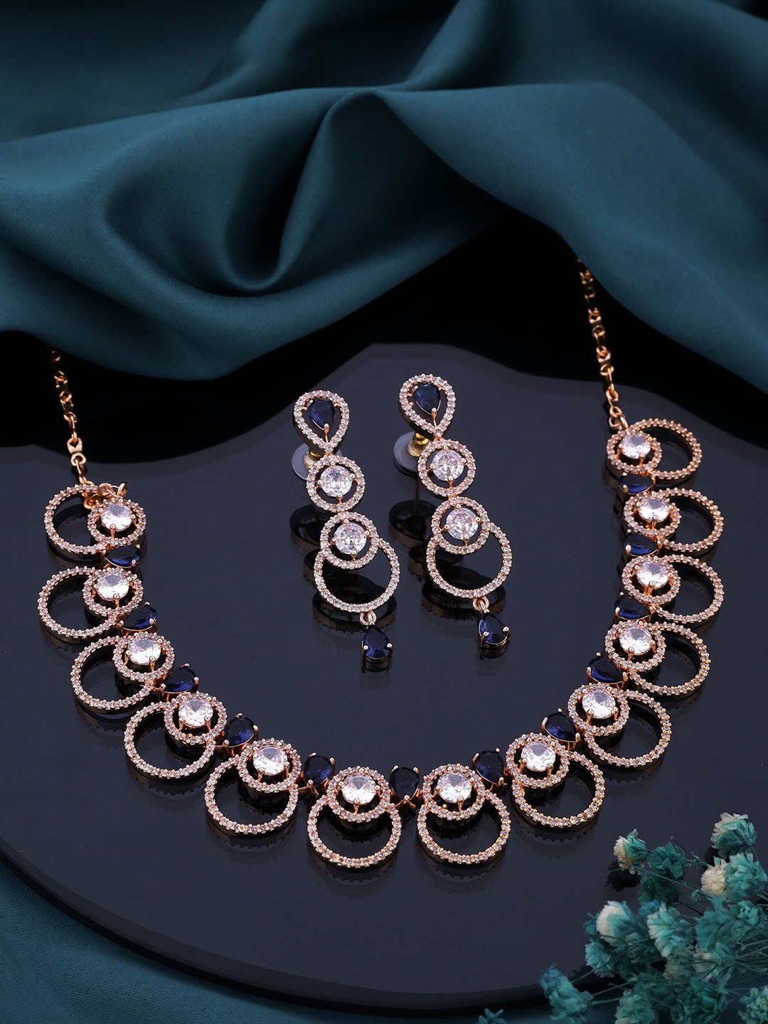 

ROFARWORD Gold-Plated Stone-Studded Jewellery Set