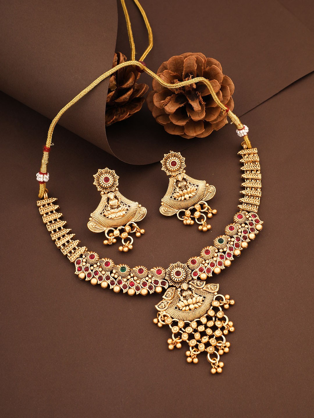 

ROFARWORD Gold-Plated Stone-Studded Jewellery Set