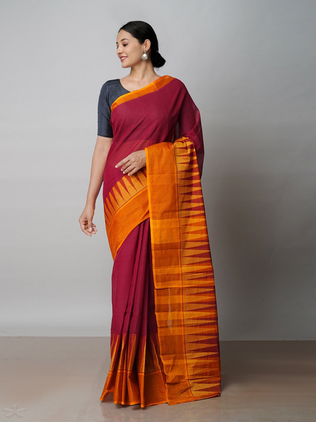 

Unnati Silks Pure Cotton Handloom Chettinad Saree, Maroon