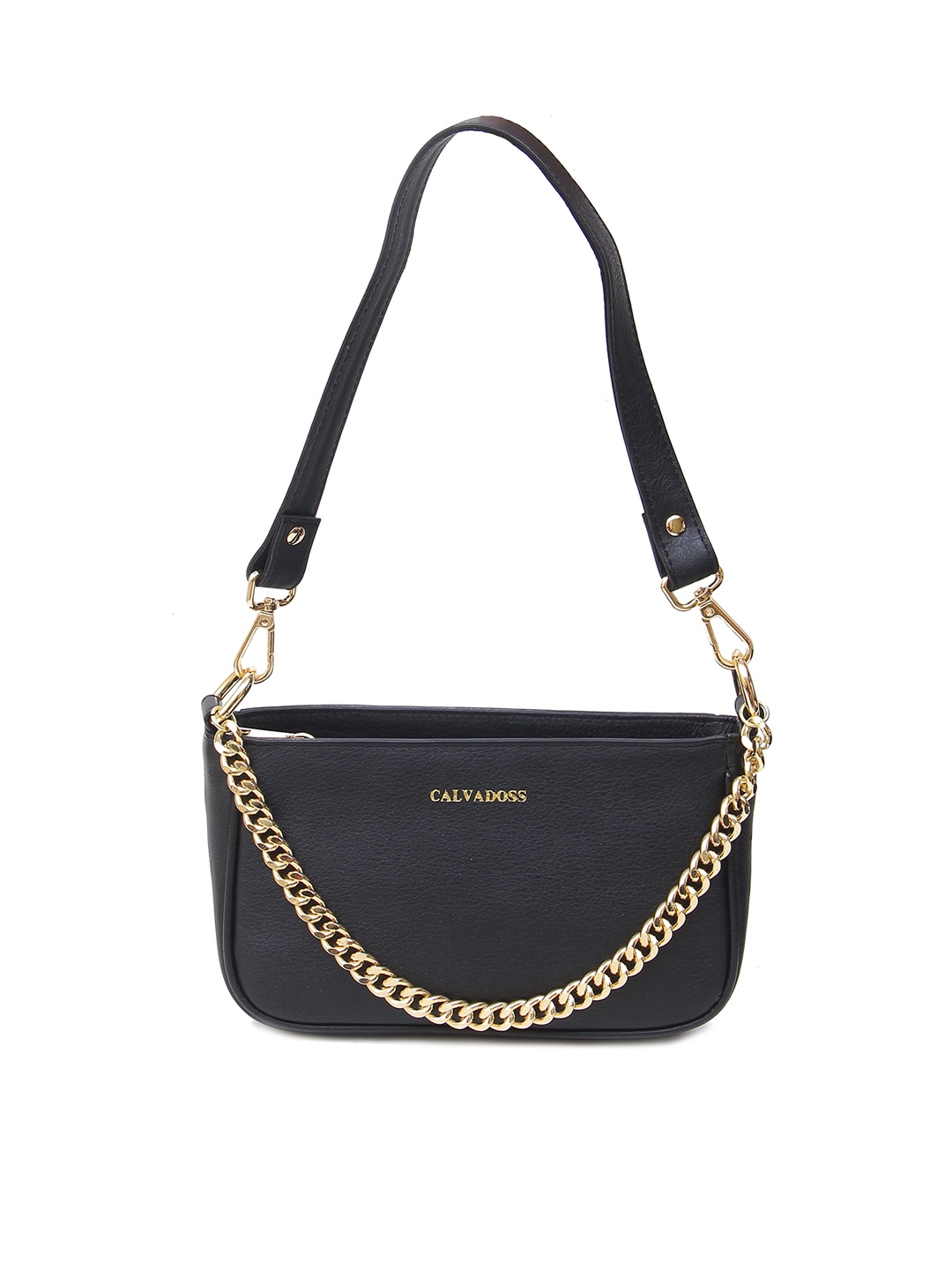 

Calvadoss Leather Half Moon Shoulder Bag, Black