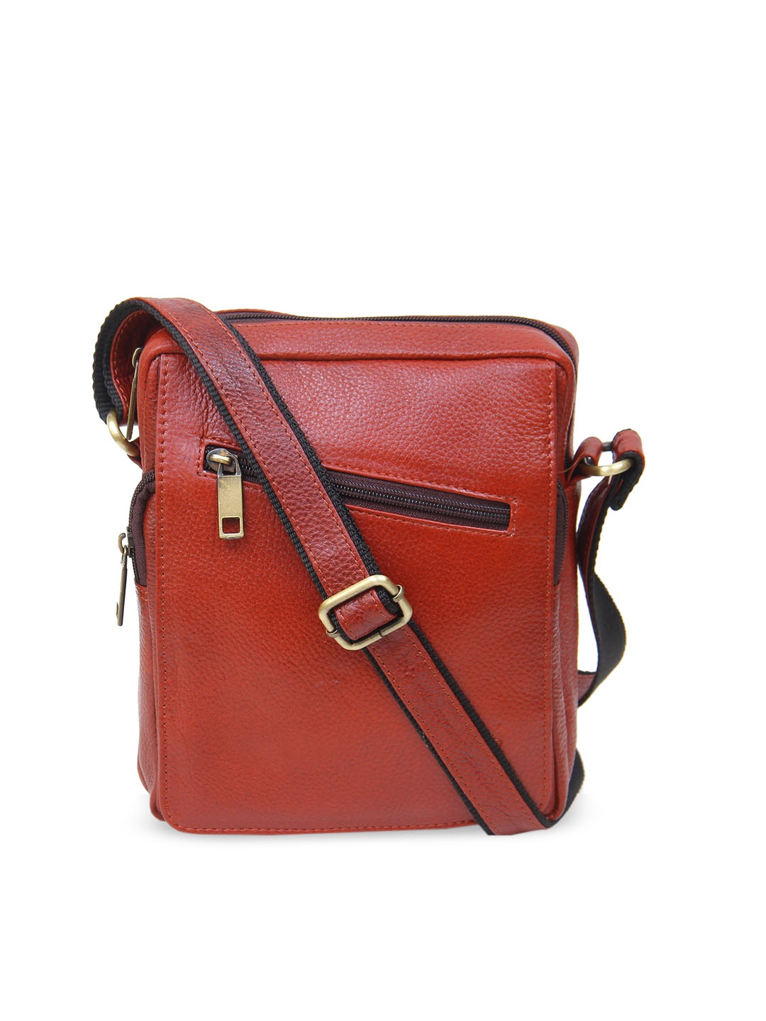 

Calvadoss Textured Leather Structured Sling Bag, Brown