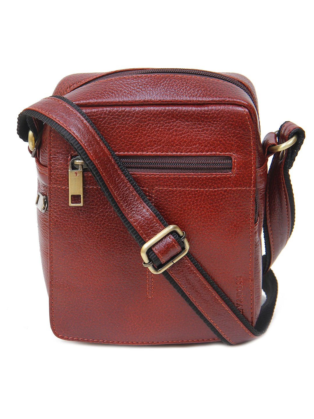 

Calvadoss Textured Leather Structured Sling Bag, Brown
