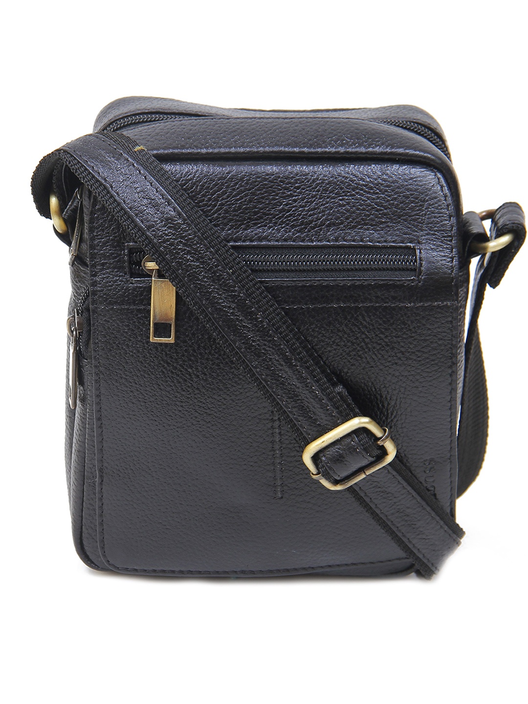 

Calvadoss Textured Leather Structured Sling Bag, Black