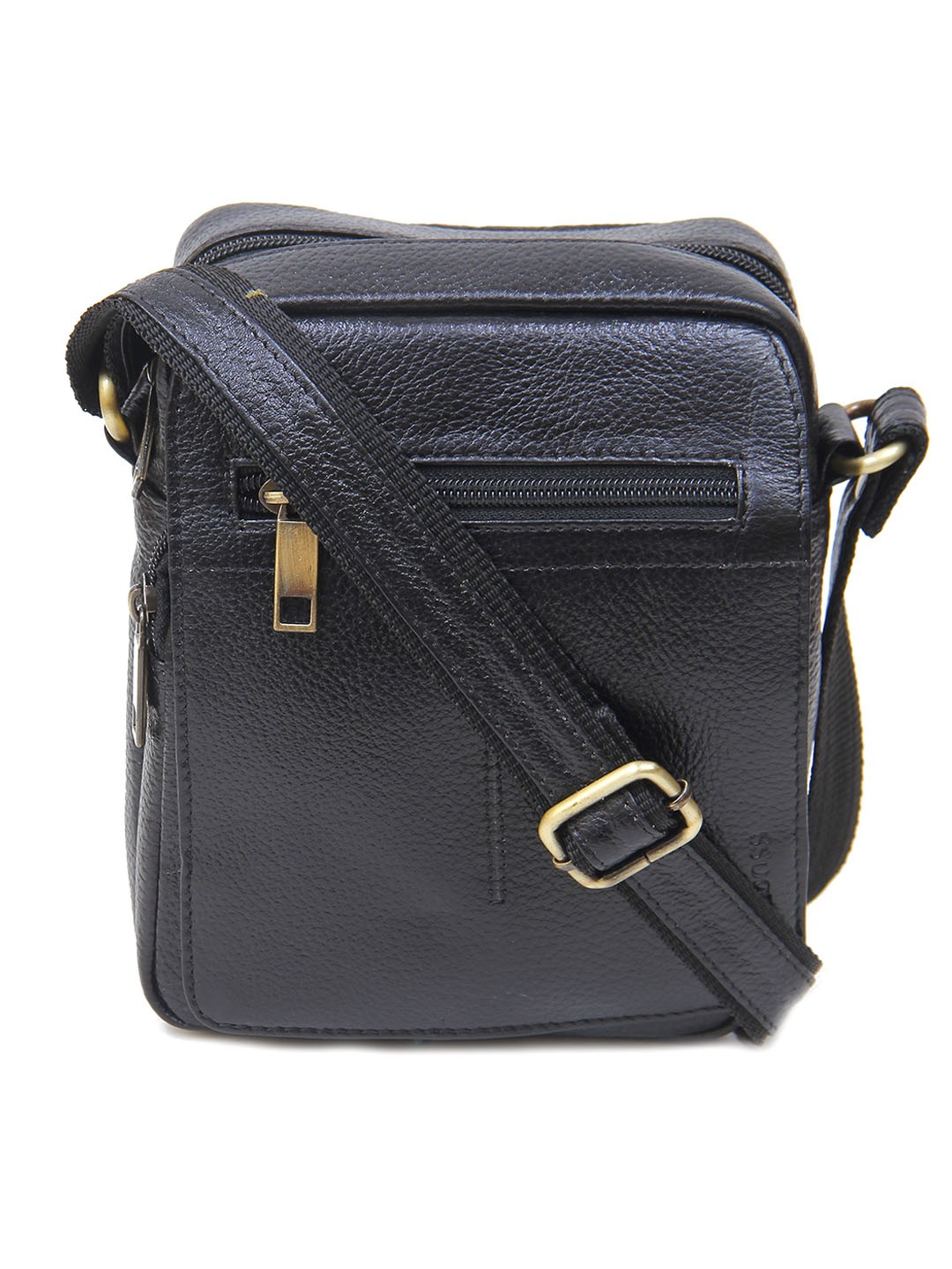 

Calvadoss Textured Leather Structured Sling Bag, Black