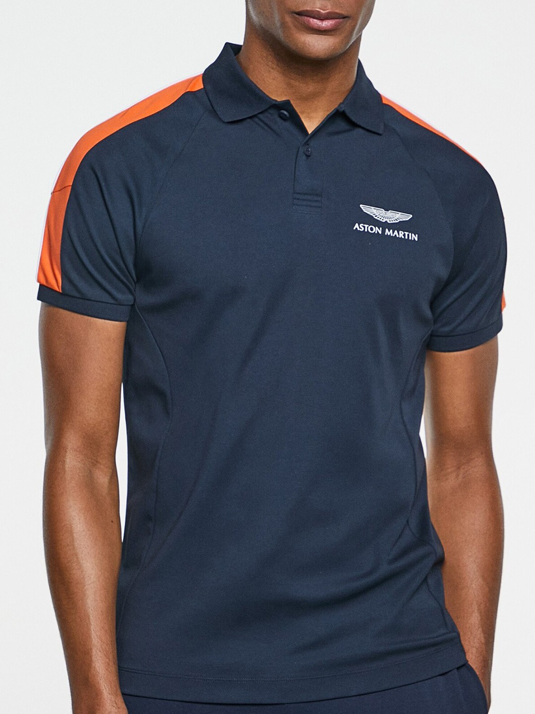 

HACKETT LONDON Polo Collar Raglan Sleeves Cotton T-shirt, Navy blue