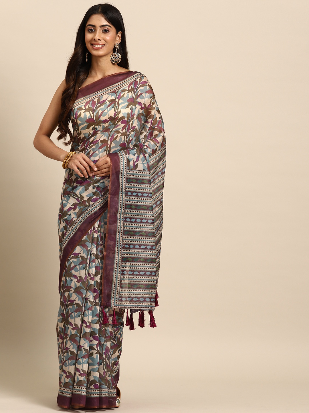 

Silk Land Multicoloured Floral Organza Saree, Multi