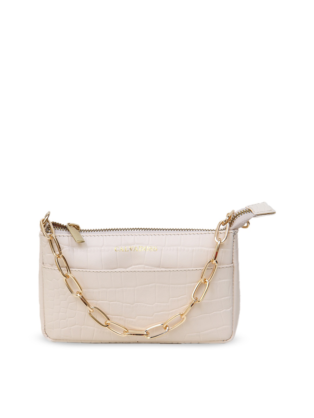 

Calvadoss Textured Leather Structured Shoulder Bag, Off white