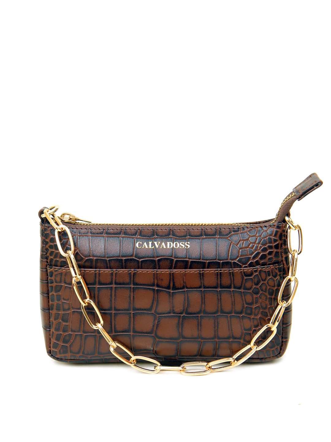 

Calvadoss Textured Leather Structured Shoulder Bag, Brown