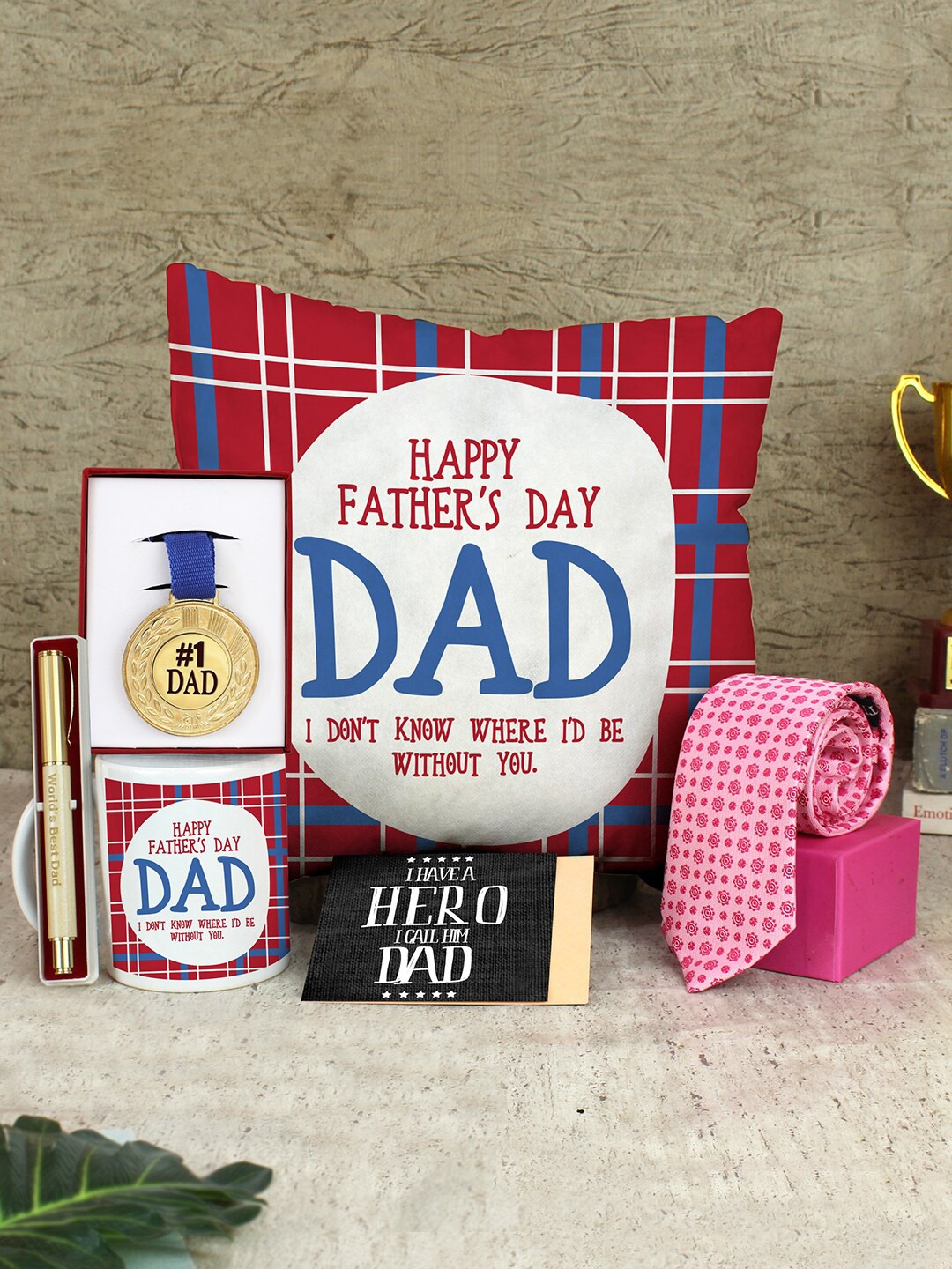

TIED RIBBONS White & Red 5-Pieces Printed Fathers Day Gift Set