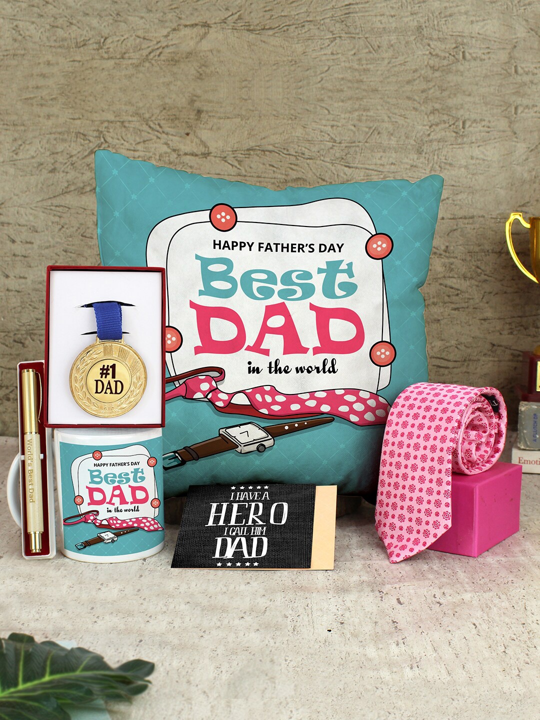 

TIED RIBBONS Blue & White 5-Pieces Printed Fathers Day Gift Set