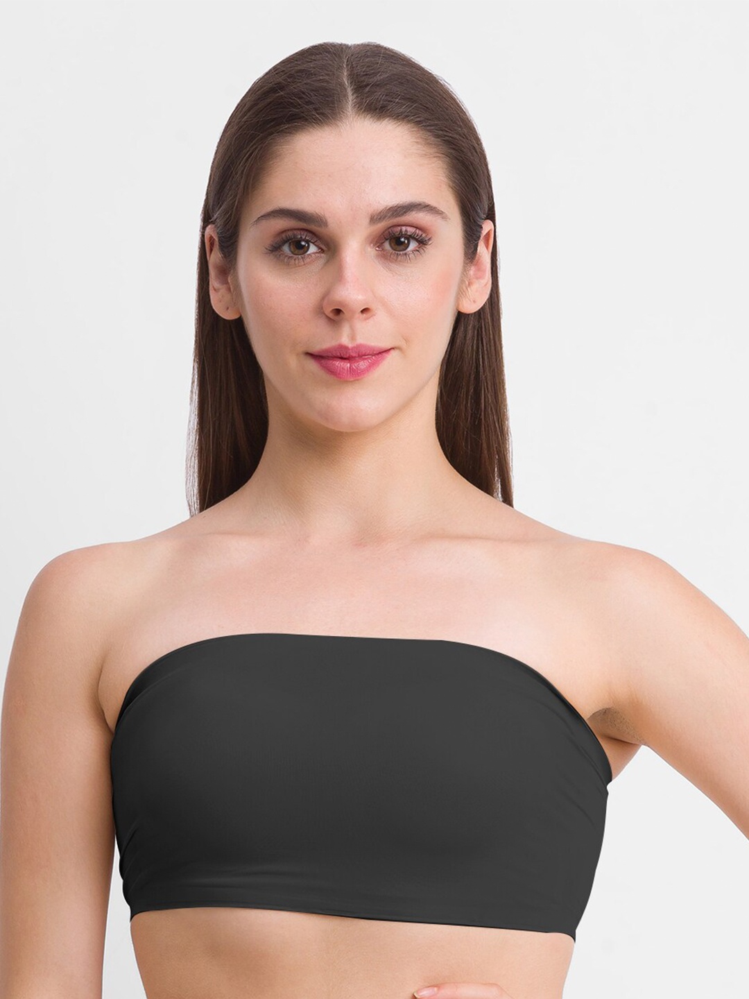 

NOIRA Half Coverage Lightly Padded All Day Comfort Seamless Bandeau Bra, Black
