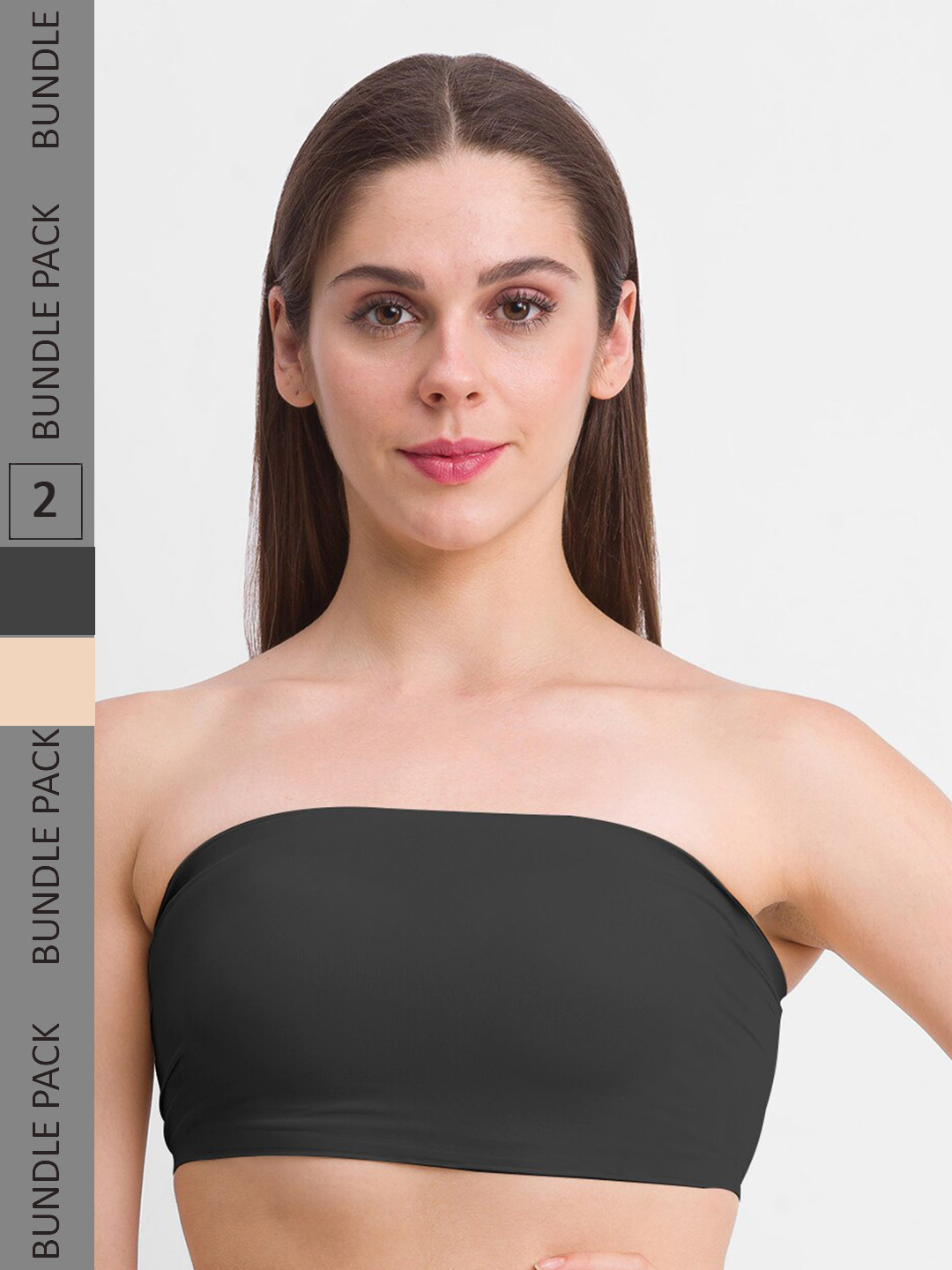 

NOIRA Pack Of 2 Half Coverage Lightly Padded All Day Comfort Seamless Bandeau Bra, Black