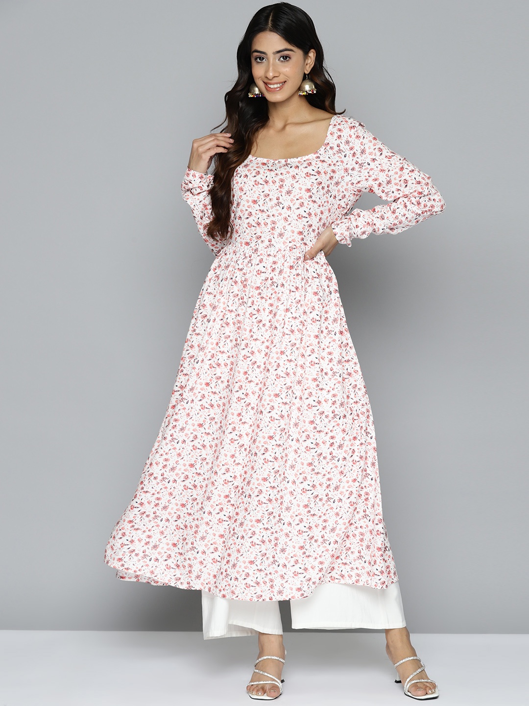 

HERE&NOW Women Floral Printed Kurta, White