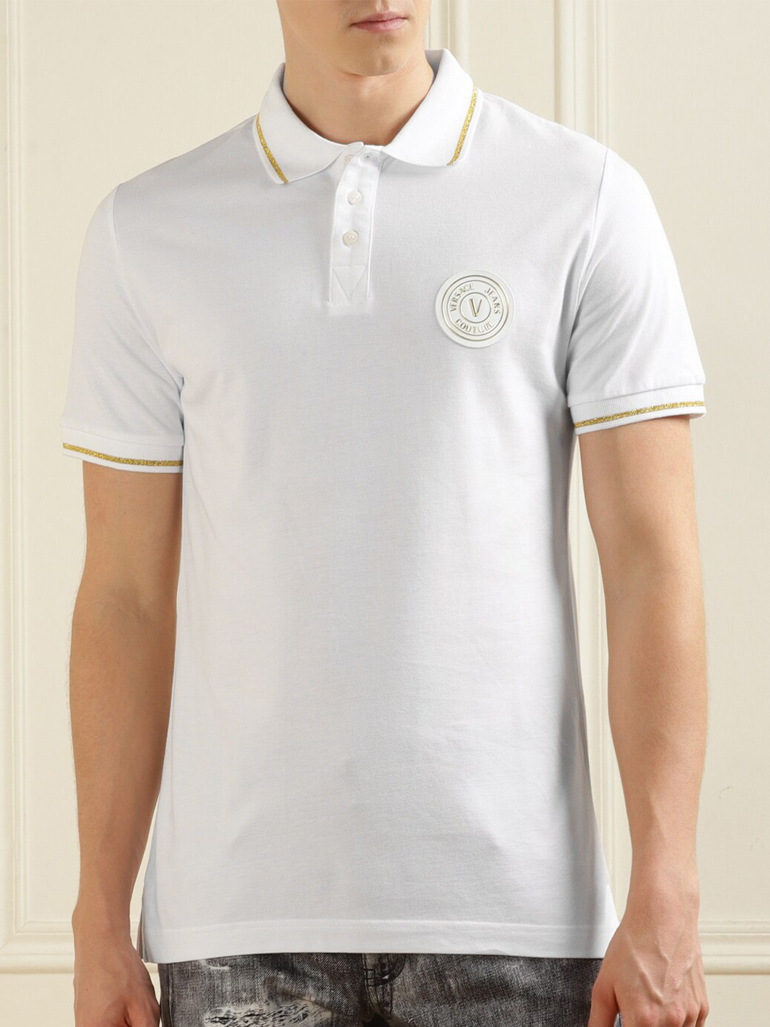 

Versace Jeans Couture Polo Collar Cotton T-shirt, White