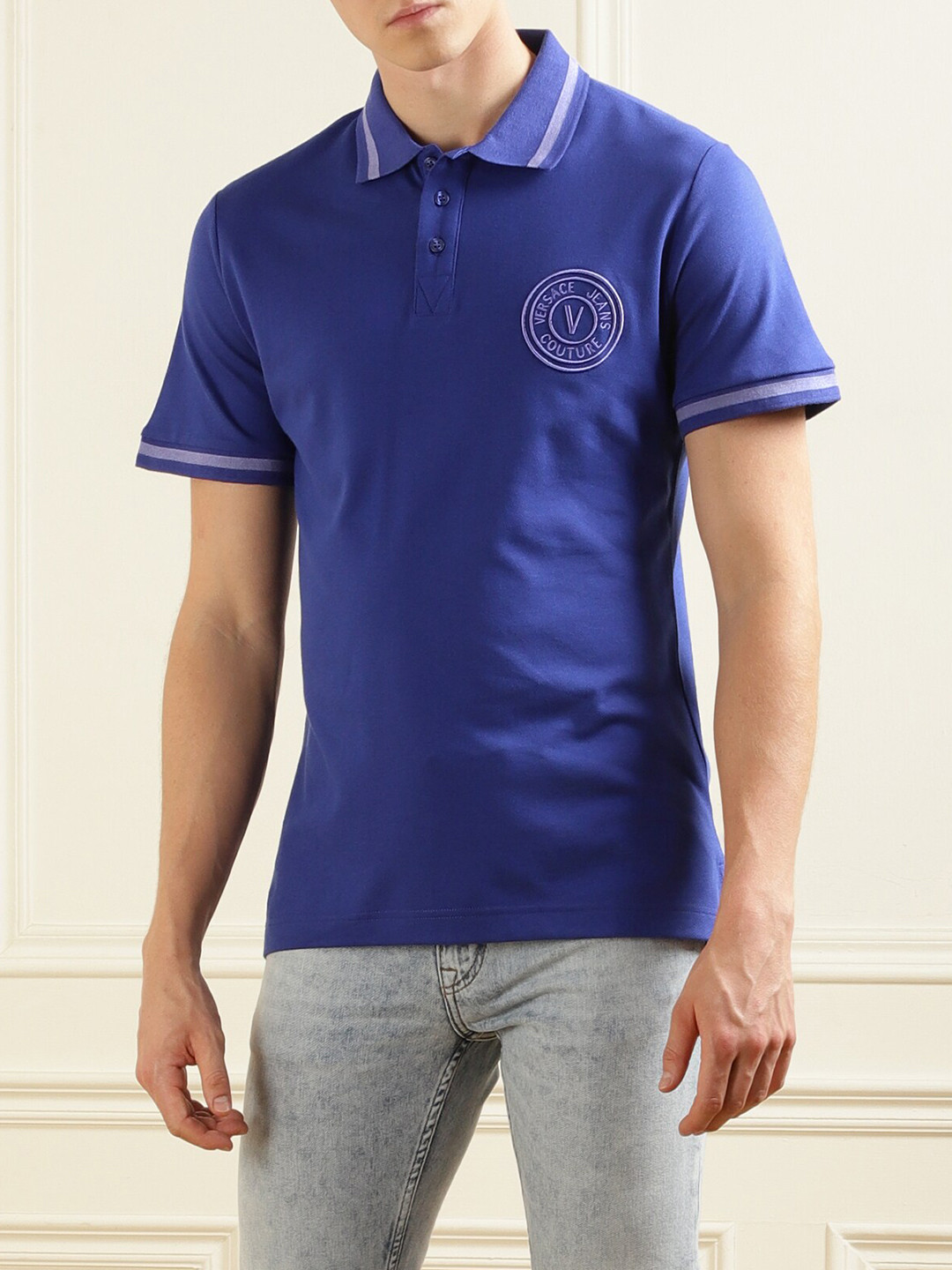 

Versace Jeans Couture Polo Collar Cotton T-shirt, Blue