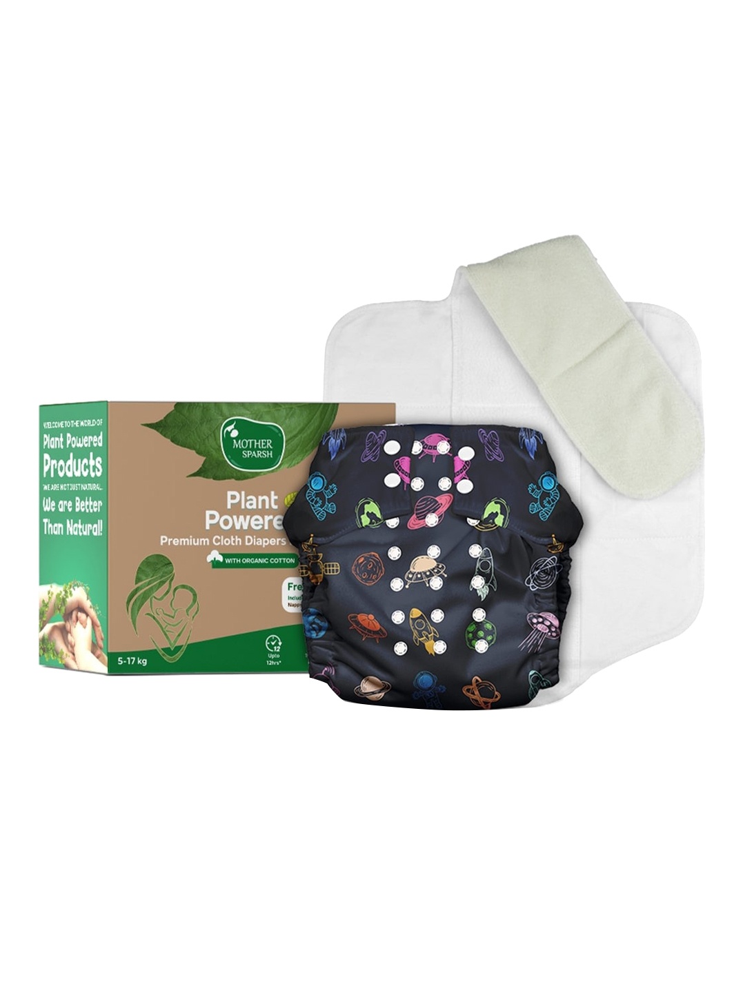 

Mother Sparsh Babies Plant Powered Cloth Diaper with Built-in Booster Pad - Cosmic Gaze, Blue