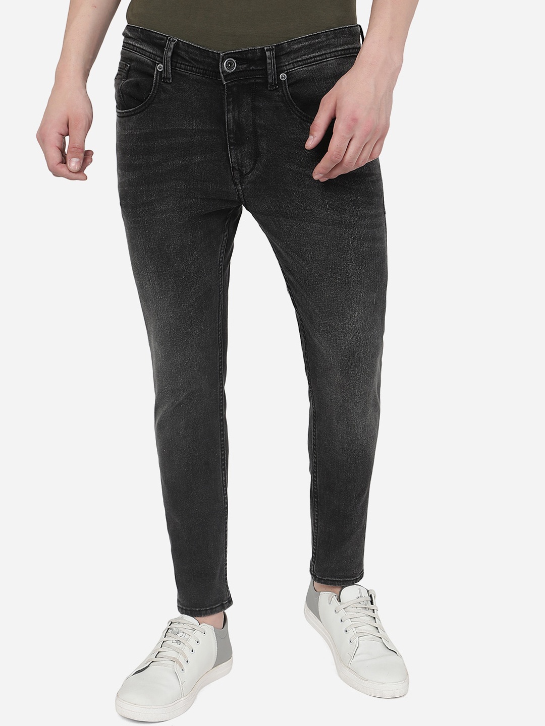 

JADE BLUE Men Clean Look Heavy Fade Whiskers & Chevrons Cotton Slim Fit Stretchable Jeans, Grey