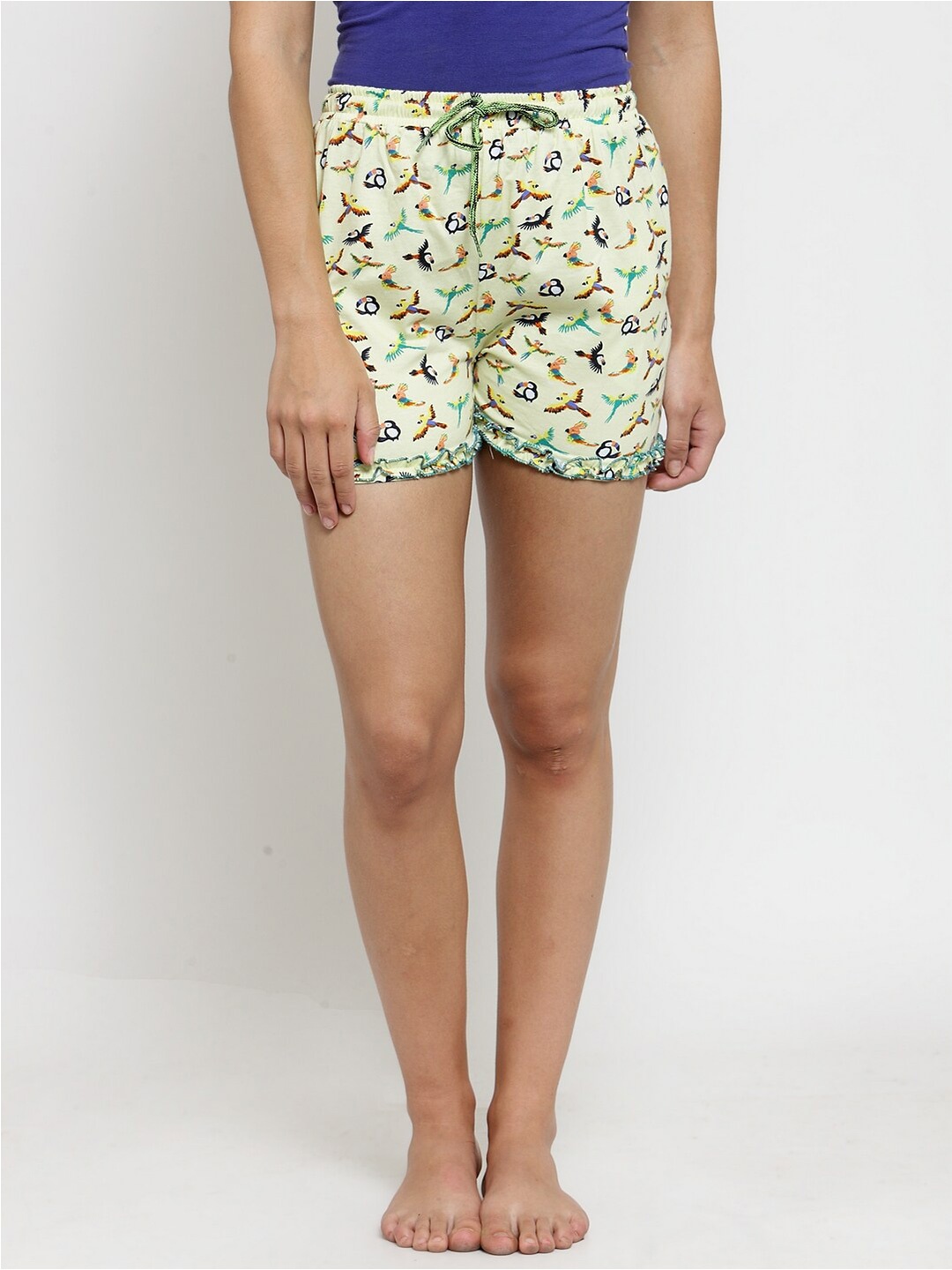 

Claura Women Yellow & Yellow Printed Pure Cotton Lounge Shorts