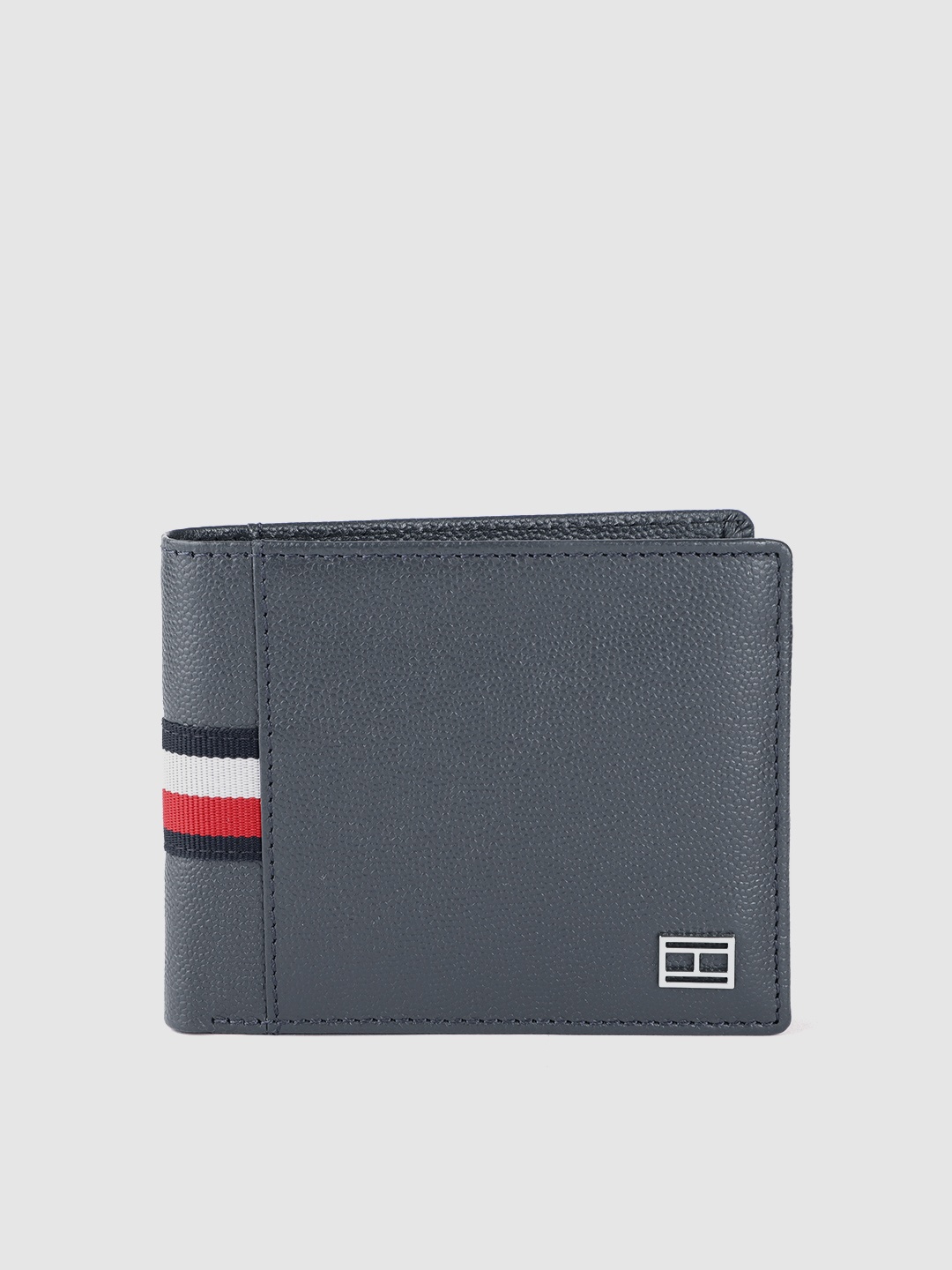 

Tommy Hilfiger Men Textured Leather Two Fold Wallet, Navy blue