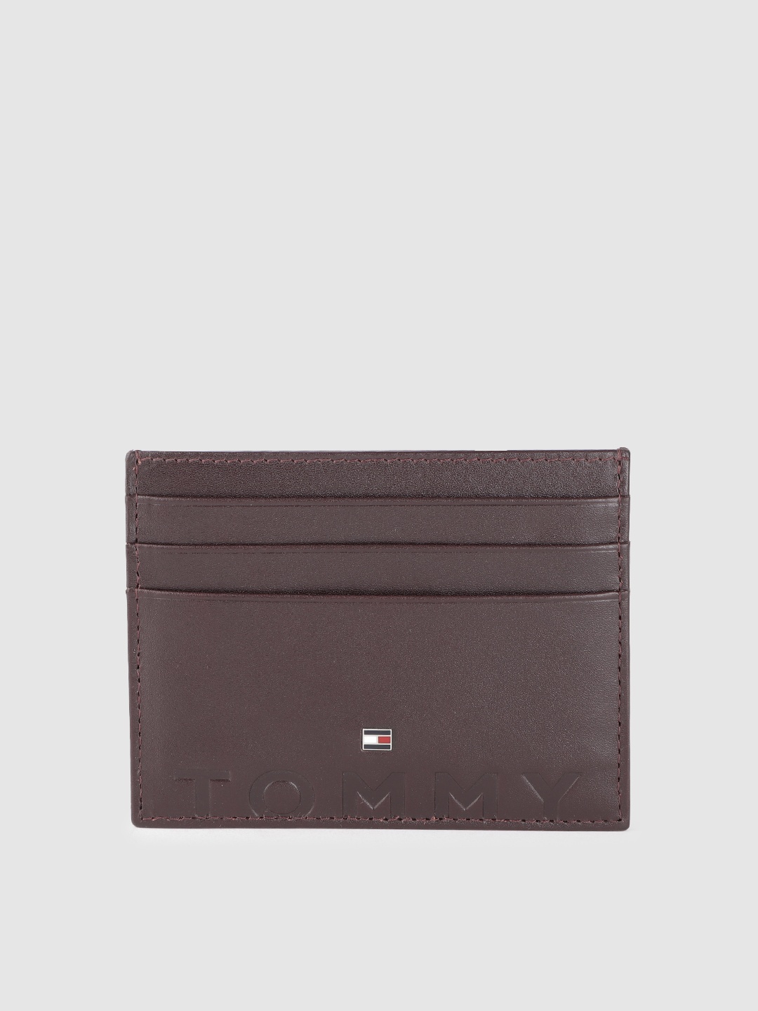 

Tommy Hilfiger Men Applique Leather Card Holder, Burgundy