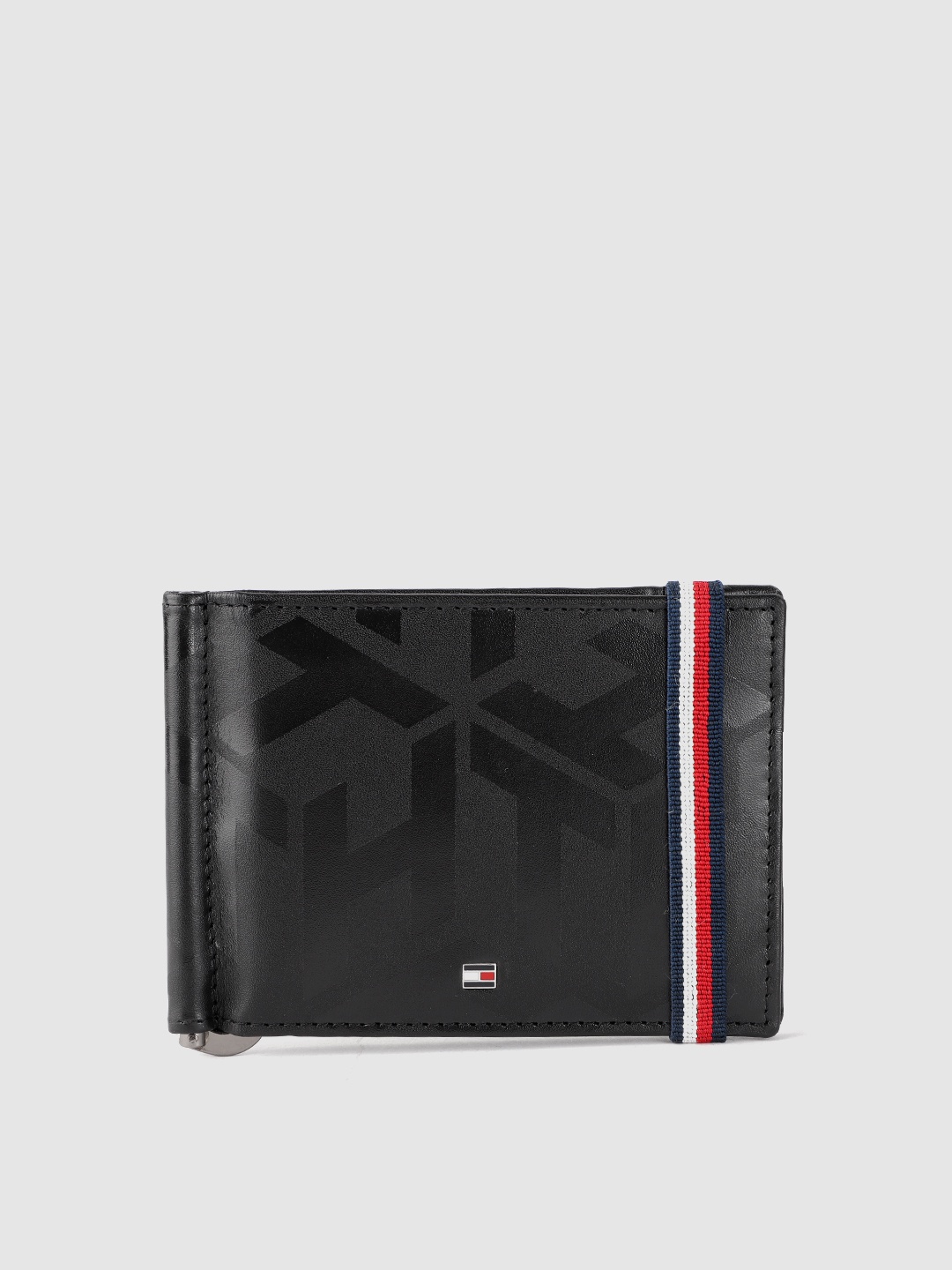 

Tommy Hilfiger Men Geometric Printed Leather Money Clip, Black