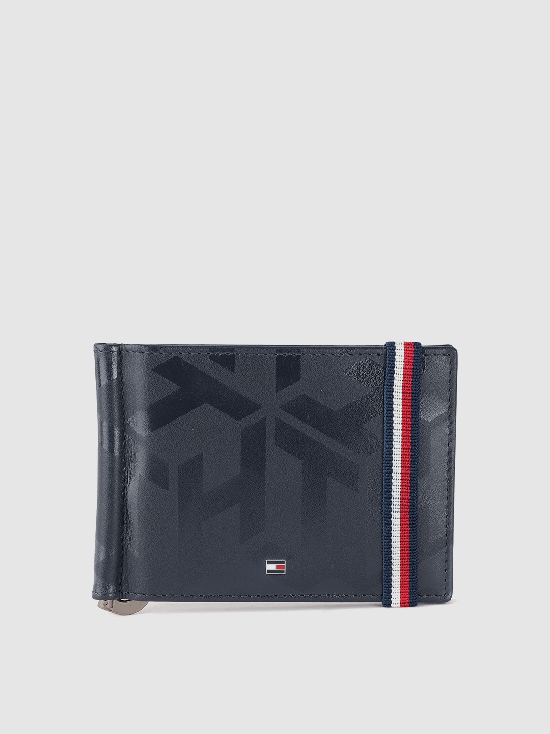 

Tommy Hilfiger Men Printed Leather Money Clip, Navy blue