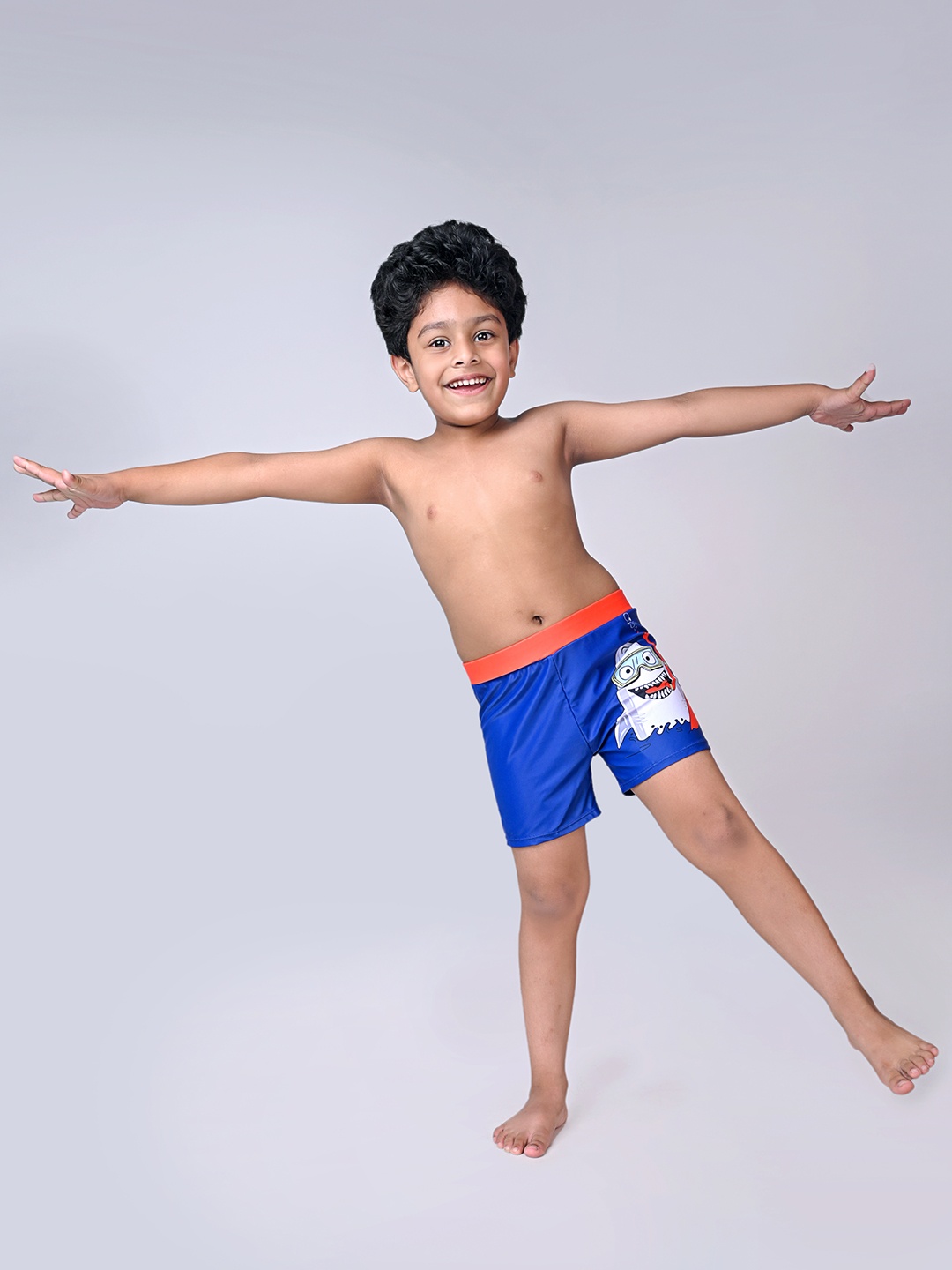 

Yellow Bee Boys Printed Swim Shorts, Blue