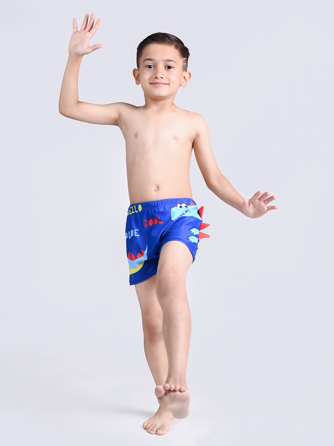 

Yellow Bee Boys Printed Swim Shorts, Blue