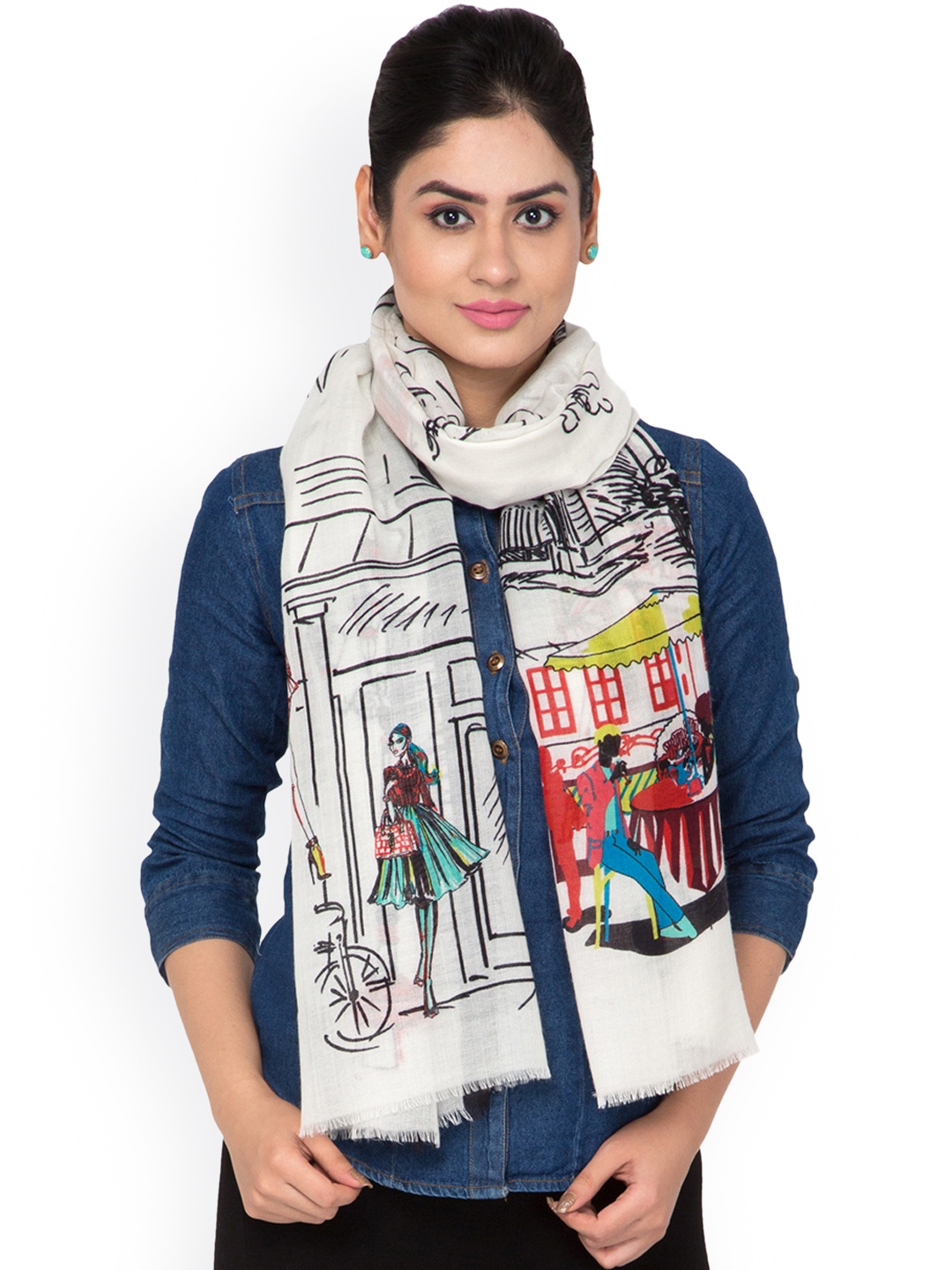 

SHINGORA Women Off-White Printed Stole