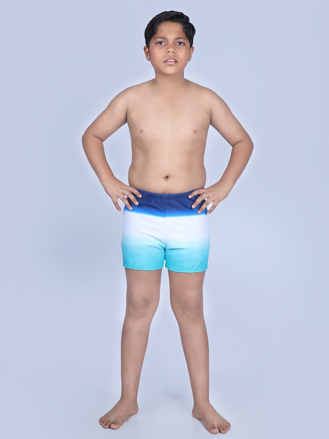 

Yellow Bee Boys Printed Swim Shorts, Blue