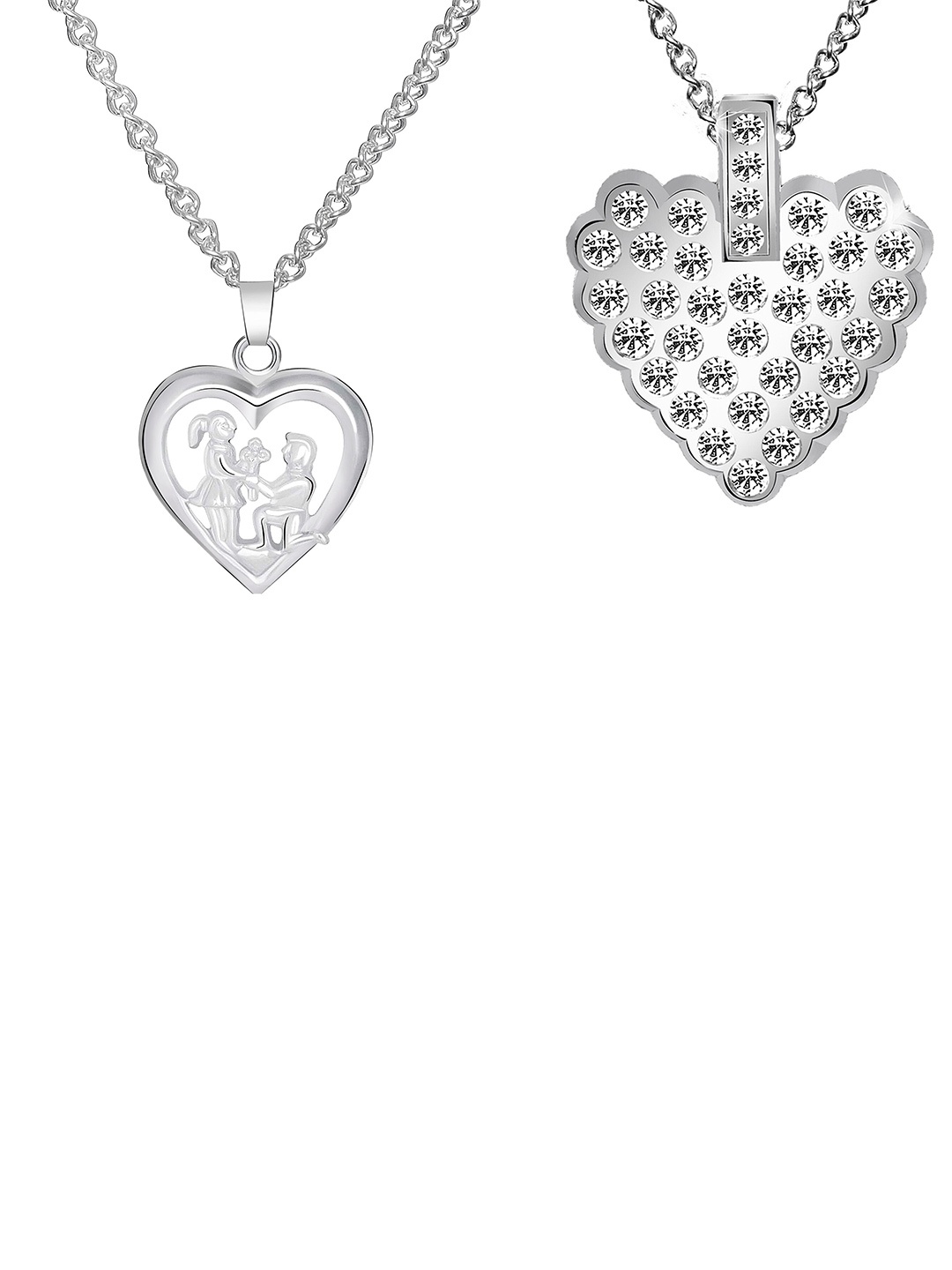 

Mikado Set Of 2 Stone-Studded Charming Necklace, Silver