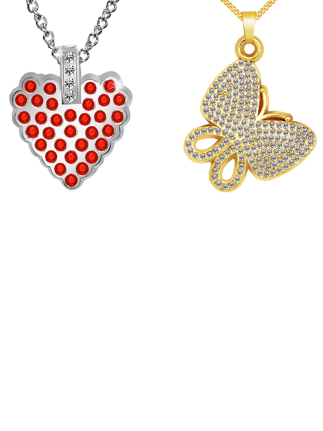 

Mikado Set Of 2 Stone-Studded Charming Necklace, Gold