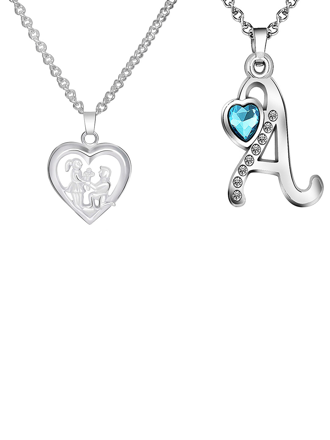 

Mikado Set Of 2 Artificial Stones Minimal Necklace, Silver