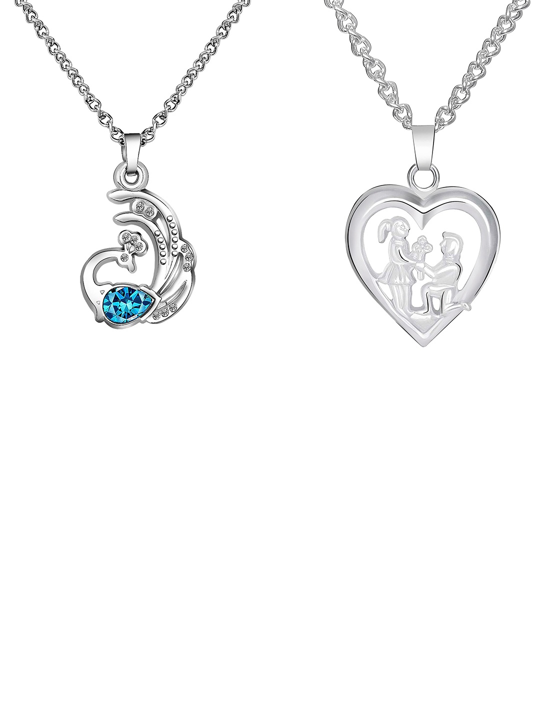 

Mikado Set Of 2 Artificial Stones Minimal Silver-Plated Necklace